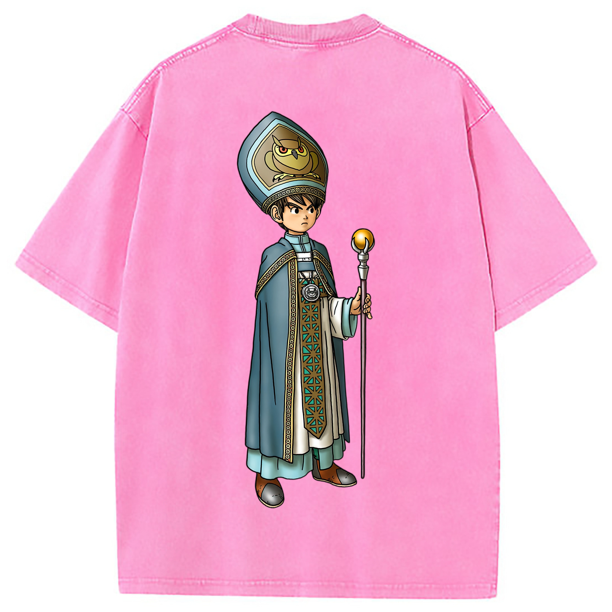 （画像用） ドラゴンクエスト Doragon Kuesuto Dragon Quest 綿100% ヴィンテージ風 半袖Tシャツ（背面プリント）